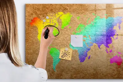 Quadro magnético para escrever mapa-múndi arco-íris