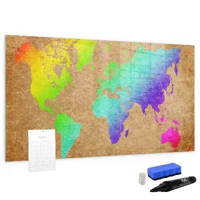 Quadro magnético para escrever mapa-múndi arco-íris