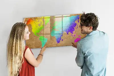 Quadro magnético para escrever mapa-múndi arco-íris