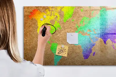 Quadro magnético para escrever mapa-múndi arco-íris