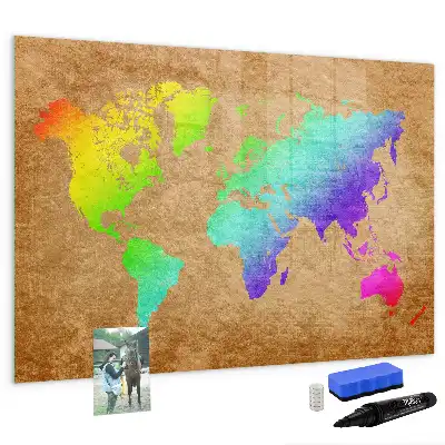 Quadro magnético para escrever mapa-múndi arco-íris