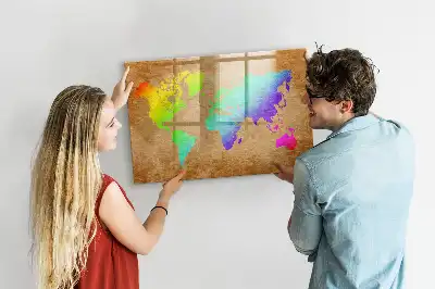 Quadro magnético para escrever mapa-múndi arco-íris