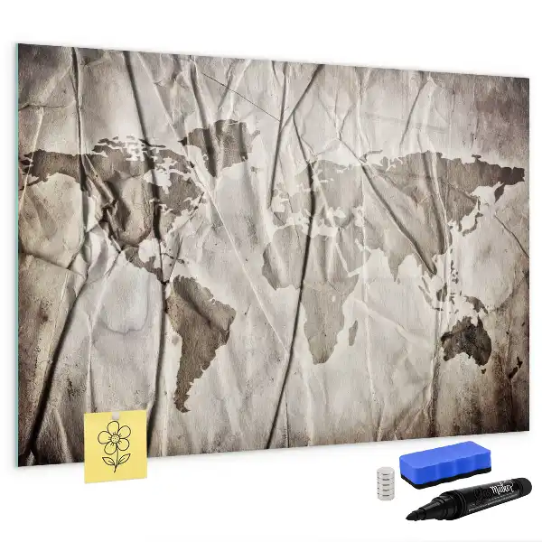 Quadro magnético para escrever estampa de mapa-múndi