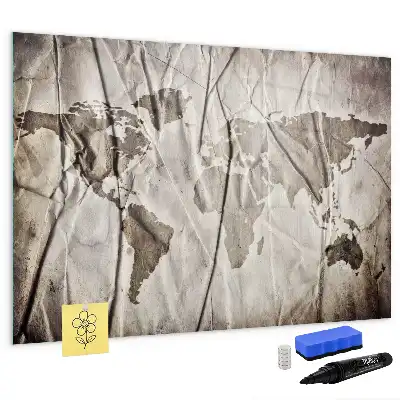 Quadro magnético para escrever estampa de mapa-múndi