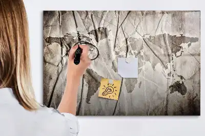 Quadro magnético para escrever estampa de mapa-múndi
