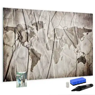 Quadro magnético para escrever estampa de mapa-múndi