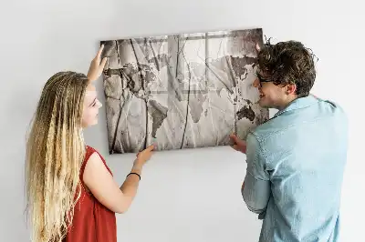 Quadro magnético para escrever estampa de mapa-múndi