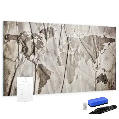 Quadro magnético para escrever estampa de mapa-múndi