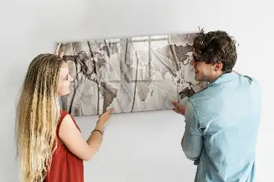 Quadro magnético para escrever estampa de mapa-múndi