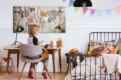Quadro magnético para escrever estampa de mapa-múndi