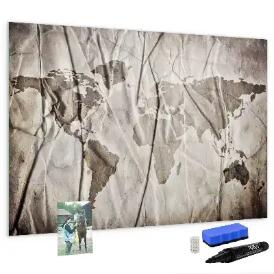 Quadro magnético para escrever estampa de mapa-múndi