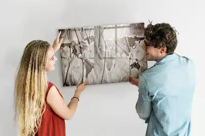 Quadro magnético para escrever estampa de mapa-múndi