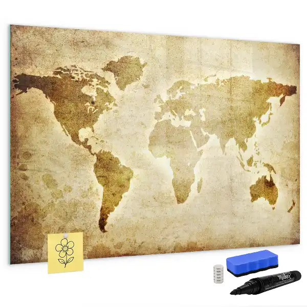 Mapa-múndi antigo quadro magnético para escrever
