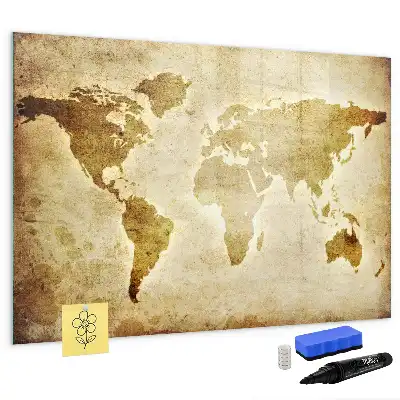 Mapa-múndi antigo quadro magnético para escrever
