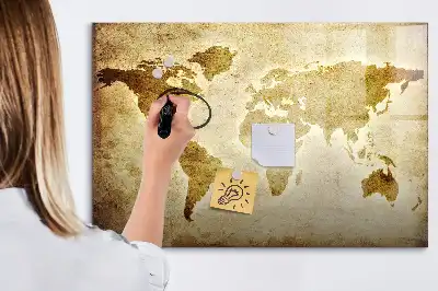 Mapa-múndi antigo quadro magnético para escrever