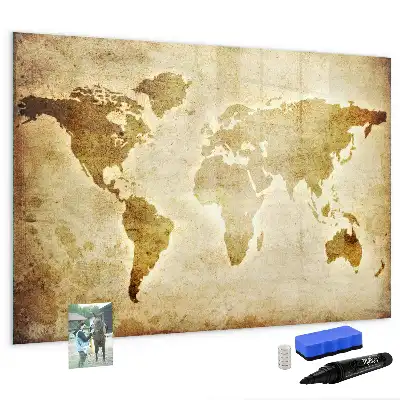 Mapa-múndi antigo quadro magnético para escrever