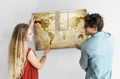 Mapa-múndi antigo quadro magnético para escrever