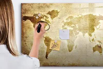 Mapa-múndi antigo quadro magnético para escrever