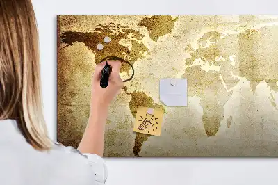 Mapa-múndi antigo quadro magnético para escrever