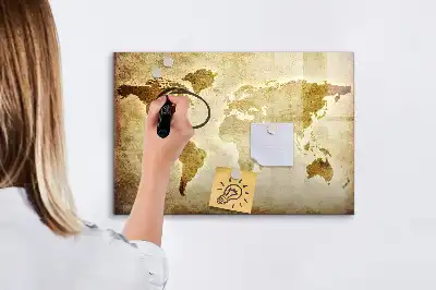 Mapa-múndi antigo quadro magnético para escrever