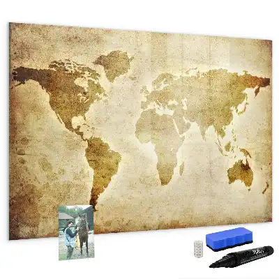 Mapa-múndi antigo quadro magnético para escrever