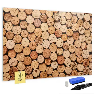 Quadro magnético para escrever rolhas de vinho de madeira