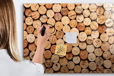 Quadro magnético para escrever rolhas de vinho de madeira