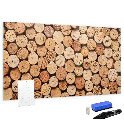 Quadro magnético para escrever rolhas de vinho de madeira