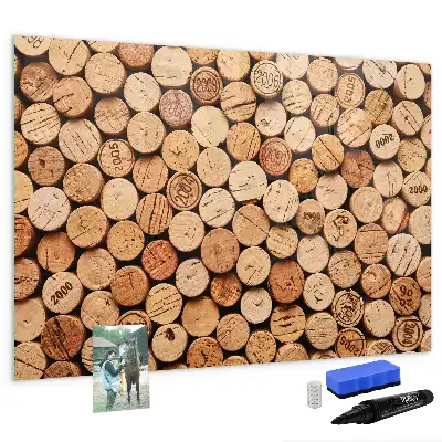 Quadro magnético para escrever rolhas de vinho de madeira