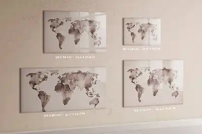 Quadro magnético mapa-múndi estampa em aquarela para escrita