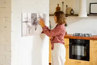 Quadro magnético mapa-múndi estampa em aquarela para escrita