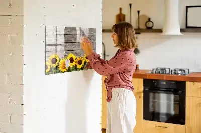 Quadro magnético para desenhar estampa girassóis