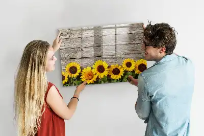 Quadro magnético para desenhar estampa girassóis