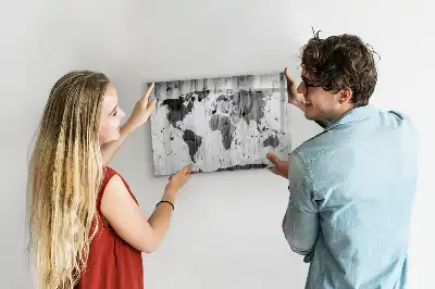 Quadro magnético para desenhar mapa-múndi em madeira