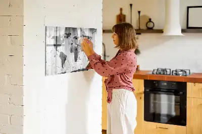 Quadro magnético para desenhar mapa-múndi em madeira