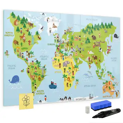 Quadro magnético para desenhar modelo mapa-múndi cultural