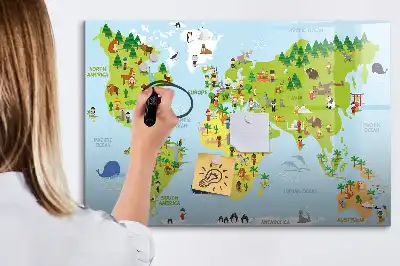 Quadro magnético para desenhar modelo mapa-múndi cultural