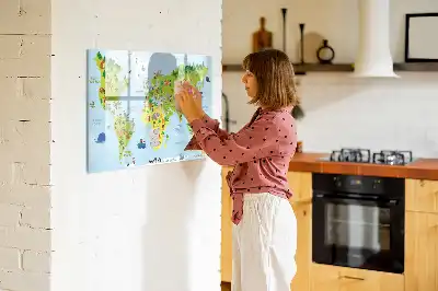 Quadro magnético para desenhar modelo mapa-múndi cultural