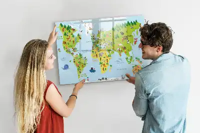 Quadro magnético para desenhar modelo mapa-múndi cultural