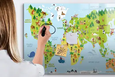 Quadro magnético para desenhar modelo mapa-múndi cultural