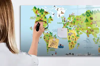 Quadro magnético para desenhar modelo mapa-múndi cultural