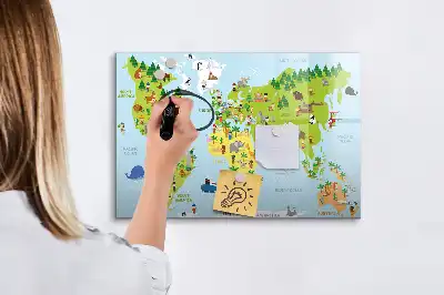 Quadro magnético para desenhar modelo mapa-múndi cultural