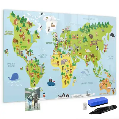 Quadro magnético para desenhar modelo mapa-múndi cultural