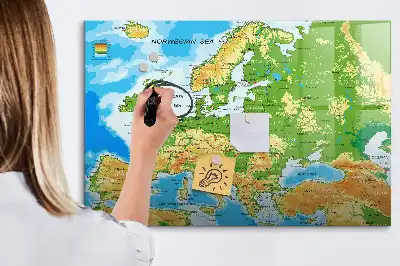 Mapa-múndi geográfico quadro para desenhar magnético