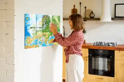 Mapa-múndi geográfico quadro para desenhar magnético