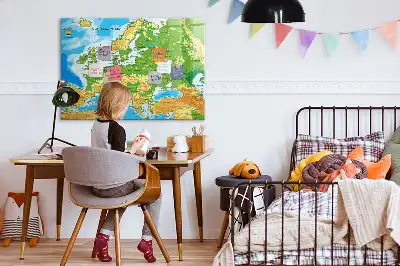 Mapa-múndi geográfico quadro para desenhar magnético