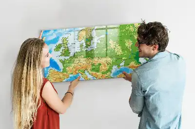 Mapa-múndi geográfico quadro para desenhar magnético