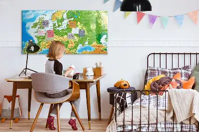 Mapa-múndi geográfico quadro para desenhar magnético