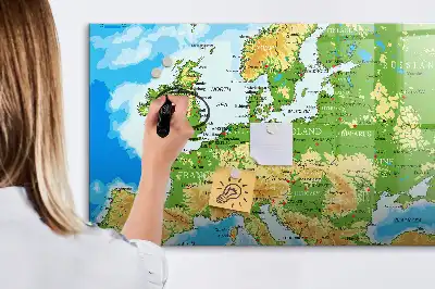 Mapa-múndi geográfico quadro para desenhar magnético
