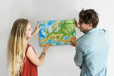 Mapa-múndi geográfico quadro para desenhar magnético